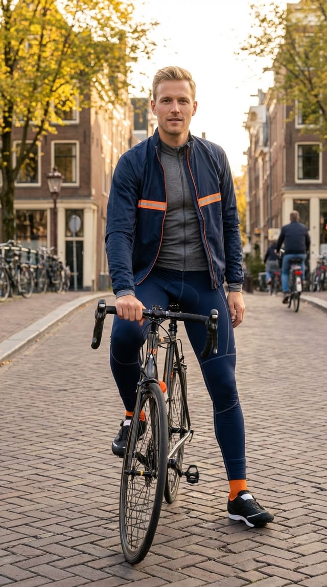 Urban Cyclist Elegance: Dutch Autumn Style