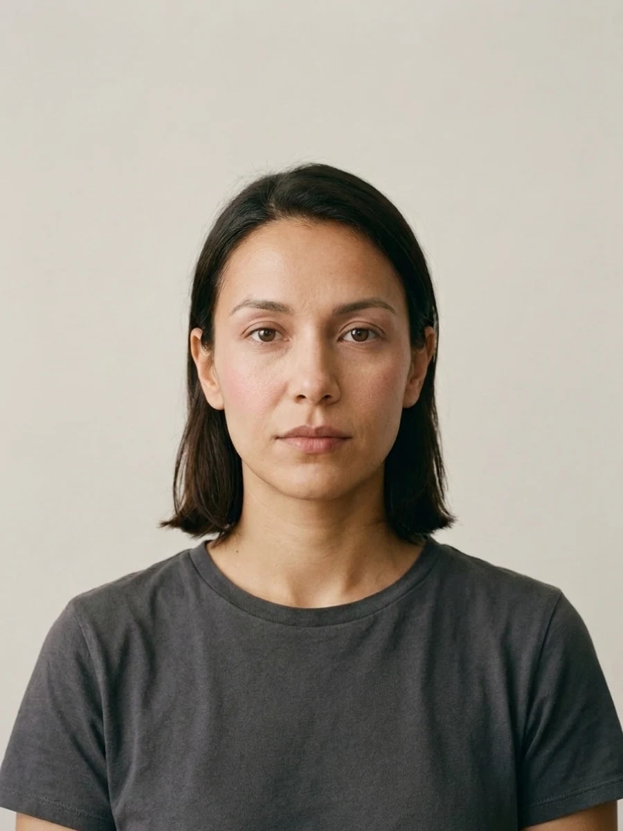 Japanese Nude makeup style example on a synthetic adult model