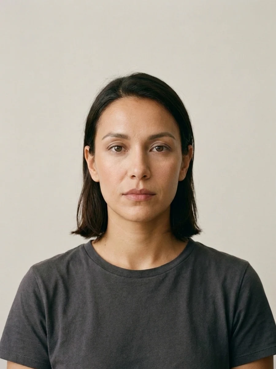 Korean Soft makeup style example on a synthetic adult model