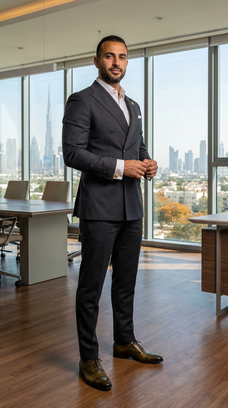Charcoal Suit for a Business Meeting